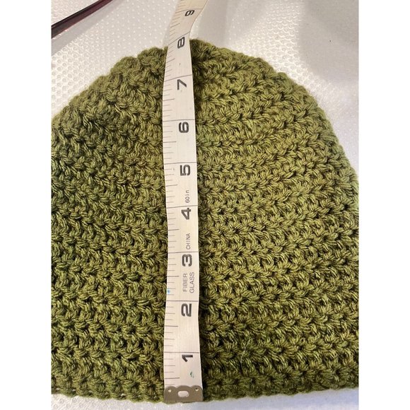 Handmade Crochet Olive Green Beanie Hat - Picture 6 of 6